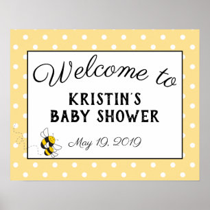 Póster Cartel de bienvenida para baby shower de abejorro 