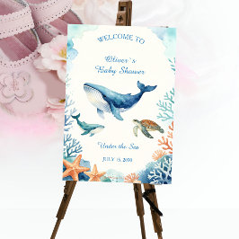 Póster Cartel de bienvenida para baby shower de acuarela 