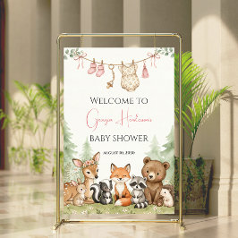 Póster Cartel de bienvenida para baby shower de acuarela 