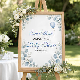 Póster Cartel de bienvenida para baby shower de acuarela 