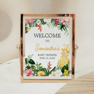 Póster Cartel de bienvenida para baby shower de Aloha Bab
