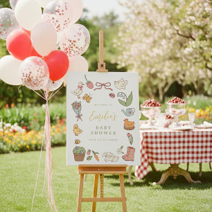 Póster Cartel de bienvenida para baby shower de animales 