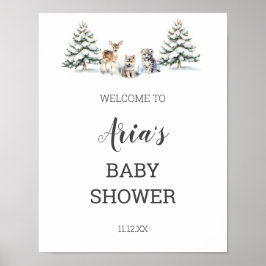 Póster Cartel de Bienvenida para Baby Shower de Animales 