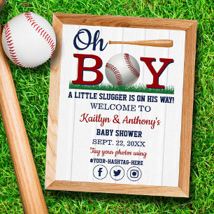Póster Cartel de bienvenida para baby shower de béisbol p