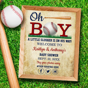 Póster Cartel de bienvenida para Baby Shower de béisbol v
