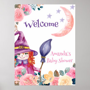 Póster Cartel de bienvenida para baby shower de Bruja de