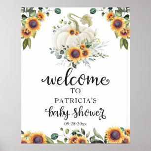 Póster Cartel de bienvenida para baby shower de calabaza 
