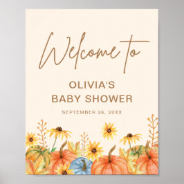 Póster Cartel de bienvenida para baby shower de calabaza