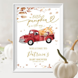 Póster Cartel de Bienvenida para Baby Shower de Calabaza