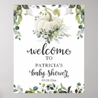 Cartel de bienvenida para baby shower de calabaza 