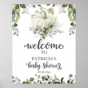 Póster Cartel de bienvenida para baby shower de calabaza 