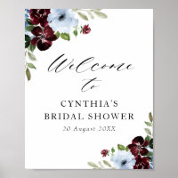 cartel de bienvenida para baby shower de color azu