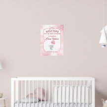 Cartel de bienvenida para baby shower de elefante