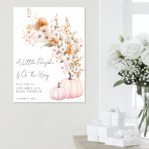 Póster Cartel de bienvenida para baby shower de flor silv