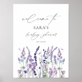 Póster Cartel de bienvenida para baby shower de flores si