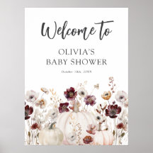 Cartel de bienvenida para baby shower de flores si