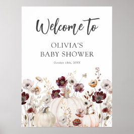 Póster Cartel de bienvenida para baby shower de flores si