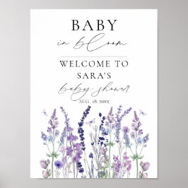Póster Cartel de bienvenida para baby shower de flores si