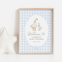 Cartel de bienvenida para baby shower de ganso de 