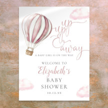 Cartel de bienvenida para baby shower de globo aer