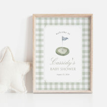 Cartel de bienvenida para baby shower de golf en g