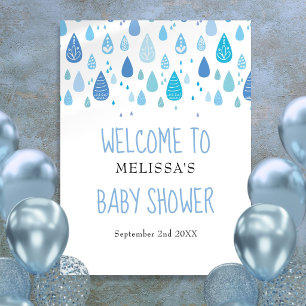 Póster Cartel de bienvenida para baby shower de gotas de 