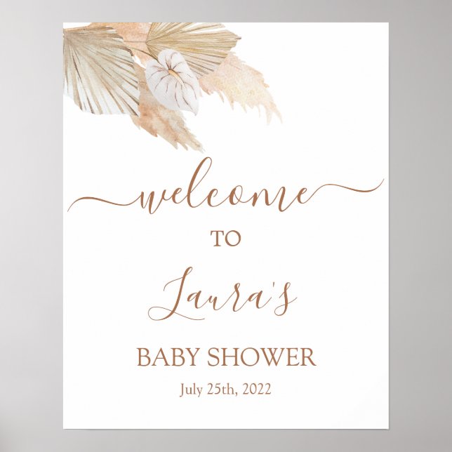 Póster Cartel de bienvenida para baby shower de hierba de (Frente)