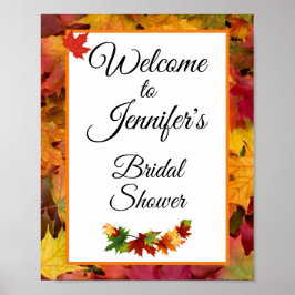 Póster Cartel de bienvenida para baby shower de hojas de 