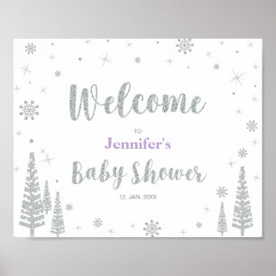 Póster Cartel de bienvenida para Baby Shower de invierno,