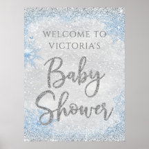 Cartel de bienvenida para baby shower de Invierno