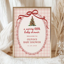 Cartel de bienvenida para baby shower de Navidad a