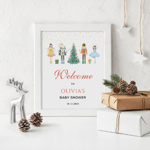 Póster Cartel de bienvenida para baby shower de Navidad c