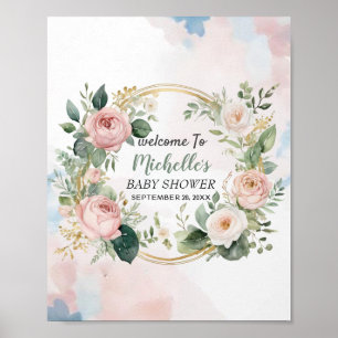 Póster Cartel de bienvenida para baby shower de niña con