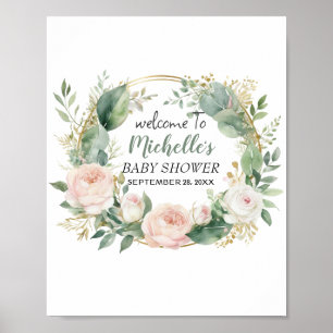 Póster Cartel de bienvenida para baby shower de niña con
