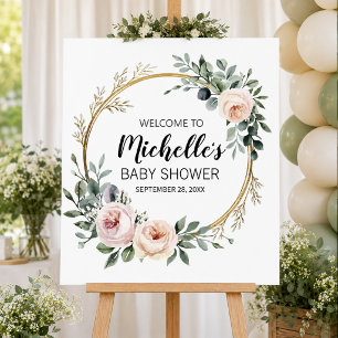 Póster Cartel de bienvenida para baby shower de niña con 