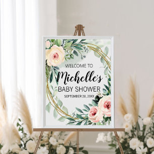 Póster Cartel de bienvenida para baby shower de niña con