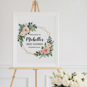 Póster Cartel de bienvenida para baby shower de niña con
