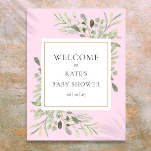 Póster Cartel de bienvenida para baby shower de niña con 
