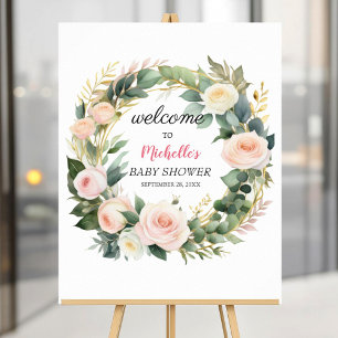 Póster Cartel de bienvenida para baby shower de niña con