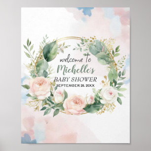 Póster Cartel de bienvenida para baby shower de niña con