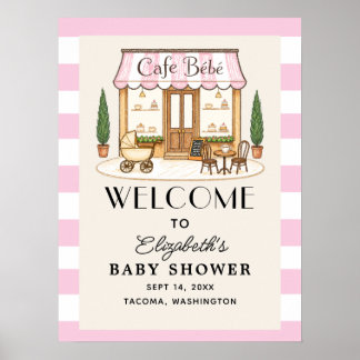Póster Cartel de bienvenida para baby shower de niña en C
