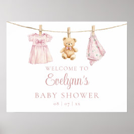 Póster Cartel de bienvenida para baby shower de niña en l
