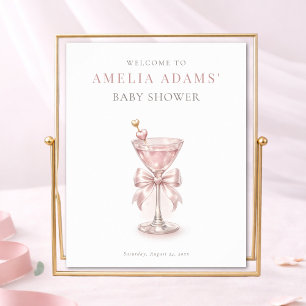Póster Cartel de Bienvenida para Baby Shower de Niña Pink