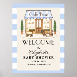 Póster Cartel de bienvenida para baby shower de niño Café