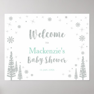 Póster Cartel de bienvenida para baby shower de Niño Invi