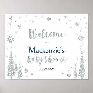 Póster Cartel de bienvenida para baby shower de Niño Invi