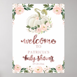 Póster Cartel de Bienvenida para Baby Shower de Otoño con