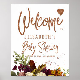 Póster Cartel de bienvenida para baby shower de otoño con