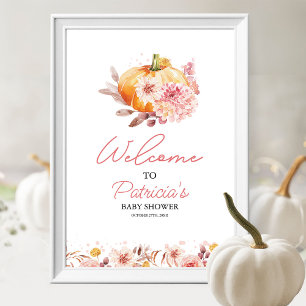 Póster Cartel de Bienvenida para Baby Shower de Otoño de 