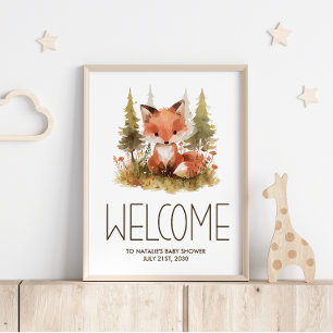 Póster Cartel de bienvenida para baby shower de Plaid Cut